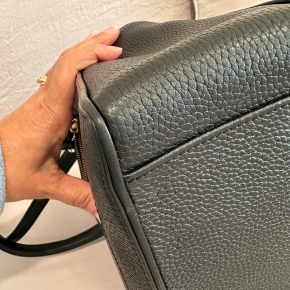 SOLD - Kate Spade Black Pebbled leather satchel with Charm or Bag scarf - Picture 12 of 16